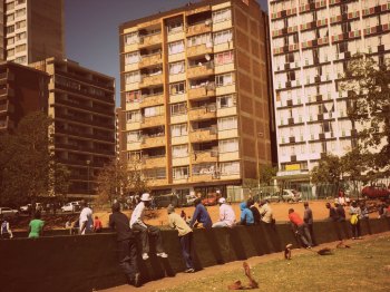 A game of football in the park